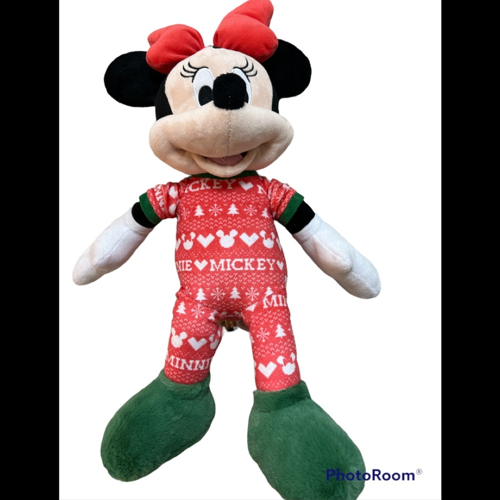 Disney Minnie Mouse Christmas PJ green slippers